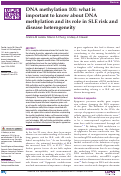 Cover page: DNA methylation 101: what is important to know about DNA methylation and its role in SLE risk and disease heterogeneity