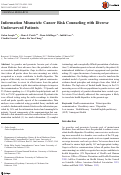 Cover page: Information Mismatch: Cancer Risk Counseling with Diverse Underserved Patients