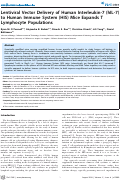 Cover page: Lentiviral Vector Delivery of Human Interleukin-7 (hIL-7) to Human Immune System (HIS) Mice Expands T Lymphocyte Populations