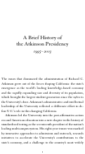 Cover page: A Brief History of the Atkinson Presidency: 1995–2003