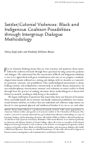 Cover page: Settler/Colonial Violences: Black and Indigenous Coalition Possibilities through Intergroup Dialogue Methodology