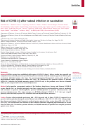 Cover page: Risk of COVID-19 after natural infection or vaccination.