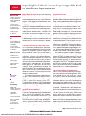 Cover page: Expanding Use of Clinical Genome Sequencing and the Need for More Data on Implementation