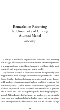 Cover page of University of Chicago Alumni Medal