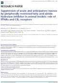 Cover page: Suppression of acute and anticipatory nausea by peripherally restricted fatty acid amide hydrolase inhibitor in animal models: role of PPARα and CB1 receptors