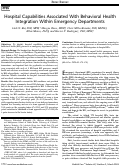 Cover page: Hospital Capabilities Associated With Behavioral Health Integration Within Emergency Departments.