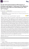 Cover page: Are the Clinical Presentations (Phenotypes) of Gitelmans and Bartters Syndromes Gene Mutations Driven by Their Effects on Intracellular pH, Their pH Enotype?