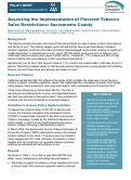 Cover page of Assessing the Implementation of Flavored Tobacco Sales Restrictions: Sacramento County