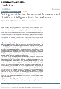 Cover page: Guiding principles for the responsible development of artificial intelligence tools for healthcare.