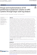 Cover page: Design and implementation of I/O performance prediction scheme on HPC systems through large-scale log analysis