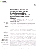 Cover page: Maternal High-Protein and Low-Protein Diets Perturb Hypothalamus and Liver Transcriptome and Metabolic Homeostasis in Adult Mouse Offspring