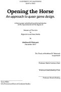 Cover page: Opening the Horse: an approach to queer game design