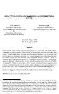 Cover page: RELATIVE PAYOFFS AND HAPPINESS: AN EXPERIMENTAL STUDY