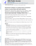 Cover page: Psychometric evaluation of a working memory assessment measure in young children with Down syndrome