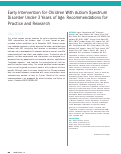 Cover page: Early Intervention for Children With Autism Spectrum Disorder Under 3 Years of Age: Recommendations for Practice and Research