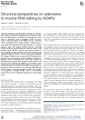 Cover page: Structural perspectives on adenosine to inosine RNA editing by ADARs