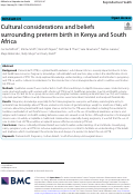 Cover page: Cultural considerations and beliefs surrounding preterm birth in Kenya and South Africa.