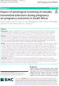 Cover page: Impact of aetiological screening of sexually transmitted infections during pregnancy on pregnancy outcomes in South Africa