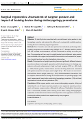 Cover page: Surgical ergonomics: Assessment of surgeon posture and impact of training device during otolaryngology procedures.