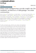 Cover page: Deep ocean metagenomes provide insight into the metabolic architecture of bathypelagic microbial communities