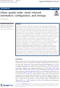 Cover page: Urban Spatial Order: Street Network Orientation, Configuration, and Entropy