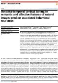Cover page: Occipital-temporal cortical tuning to semantic and affective features of natural images predicts associated behavioral responses.