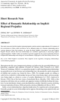 Cover page: Effect of Romantic Relationship on Implicit Regional Prejudice