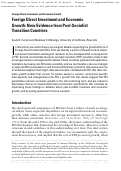 Cover page: Foreign Direct Investment and Economic Growth: New Evidence from Post-Socialist Transition Countries