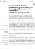 Cover page: Gender Matters: Nonlinear Relationships Between Heart Rate Variability and Depression and Positive Affect.