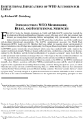 Cover page: Policy Paper 41: Institutional Implications of WTO Accession for China