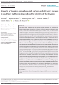 Cover page: Impacts of invasive annuals on soil carbon and nitrogen storage in southern California depend on the identity of the invader.