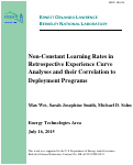 Cover page: Non-Constant Learning Rates in Retrospective Experience Curve Analyses and their Correlation to Deployment Programs: