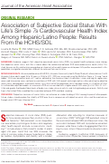 Cover page: Association of Subjective Social Status With Life's Simple 7s Cardiovascular Health Index Among Hispanic/Latino People: Results From the HCHS/SOL