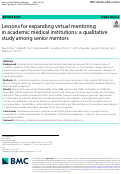 Cover page: Lessons for expanding virtual mentoring in academic medical institutions: a qualitative study among senior mentors.