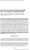 Cover page: The Nature of Adolescents' Relationships with Their “Very Important” Nonparental Adults