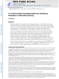Cover page: A Cell-Based High-Throughput Method for Identifying Modulators of Alternative Splicing