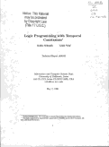 Cover page: Logic programming with temporal constraints