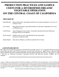 Cover page of Production Practices and Sample Costs for a Diversified Organic Vegetable Operation on the Central Coast of California