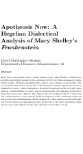 Cover page: Apotheosis Now: A Hegelian Dialectical Analysis of Mary Shelley’s Frankenstein