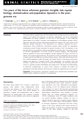 Cover page: Ten years of the horse reference genome: insights into equine biology, domestication and population dynamics in the post‐genome era