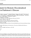 Cover page: Recruitment for Remote Decentralized Studies in Parkinson’s Disease