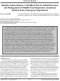 Cover page: Identify-Isolate-Inform: A Modified Tool for Initial Detection and Management of Middle East Respiratory Syndrome Patients in the Emergency Department