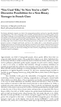 Cover page: "You used 'elle,' so now you're a girl": Discursive possibilities for a non-binary teenager in French class