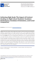 Cover page: Achieving High Goals: The Impact of Contract Grading on High School Students' Academic Performance, Avoidance Orientation, and Social Comparison