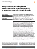 Cover page: Integrated host-microbe plasma metagenomics for sepsis diagnosis in a prospective cohort of critically ill adults