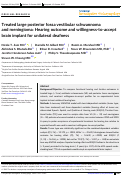 Cover page: Treated large posterior fossa vestibular schwannoma and meningioma: Hearing outcome and willingness-to-accept brain implant for unilateral deafness.