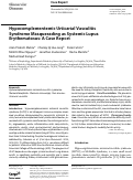 Cover page: Hypocomplementemic Urticarial Vasculitis Syndrome Masquerading as Systemic Lupus Erythematosus: A Case Report.