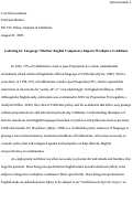 Cover page: Laboring for Language: Whether English Competency Impacts Workplace Conditions