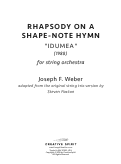 Cover page: Rhapsody On a Shape-Note Hymn (string orchestra version)