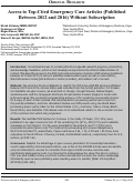 Cover page: Access to Top-Cited Emergency Care Articles (Published Between 2012 and 2016) Without Subscription